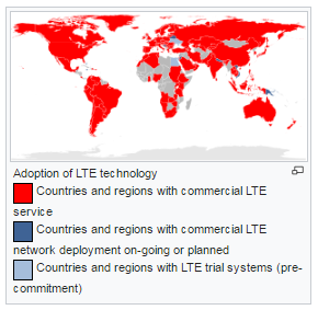 LTE global coverage map