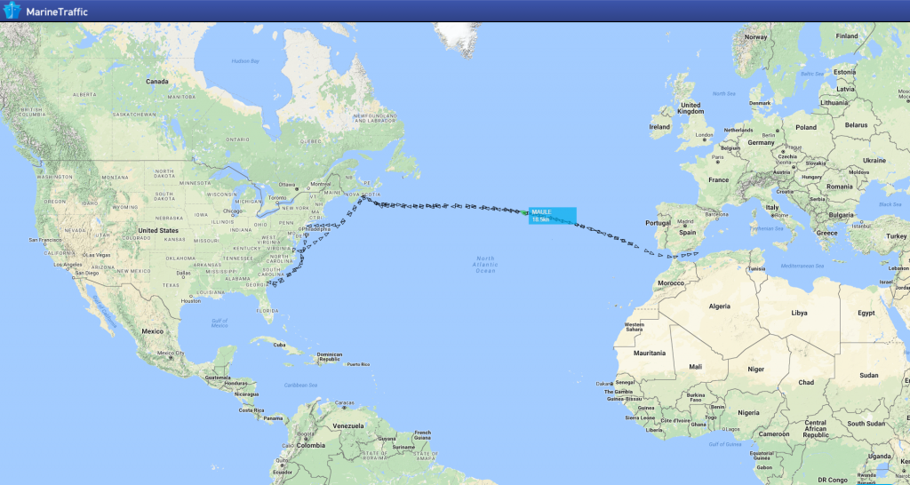 ais ship tracking across the Atlantic