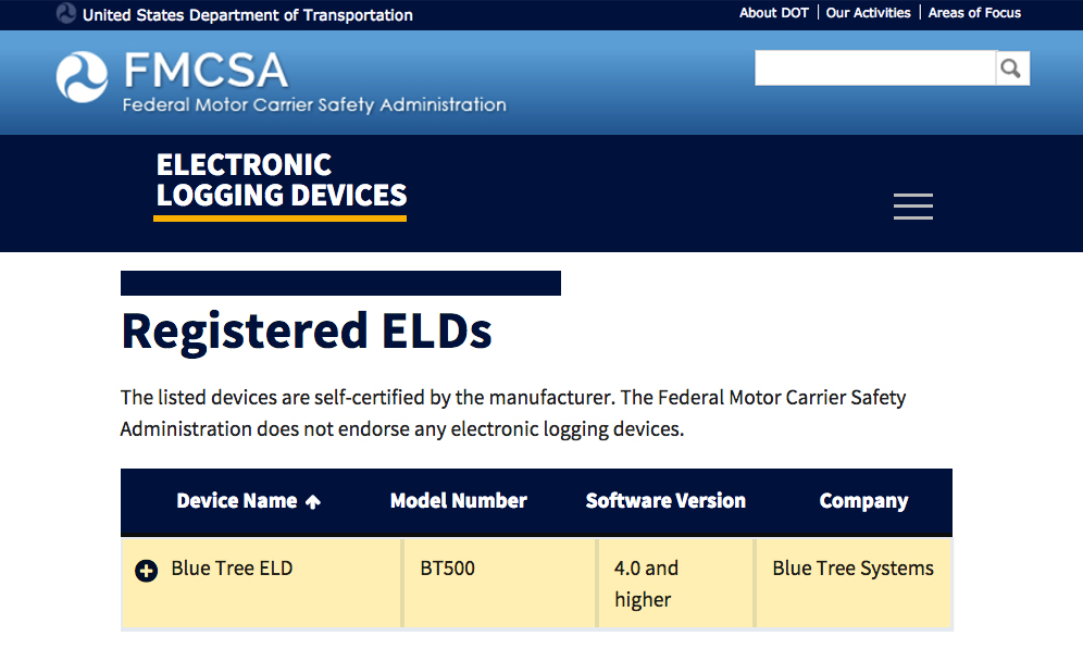 FMCSA ELD registry