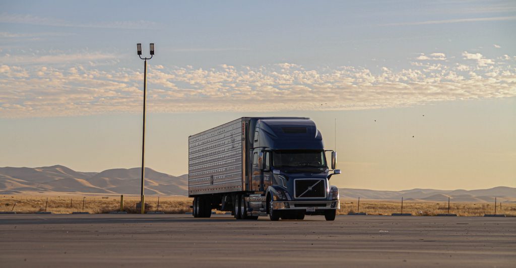 A reefer unit truck in Los Angeles, California, USA.