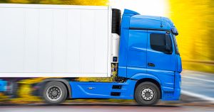 A European refrigerated truck with trailer
