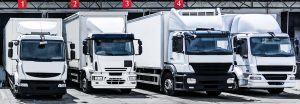 Picture of four European trucks