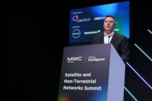 ORBCOMM CRO Fran Bogle stands at podium during MWC 2024