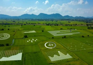 Picture of a farm field with data overlay